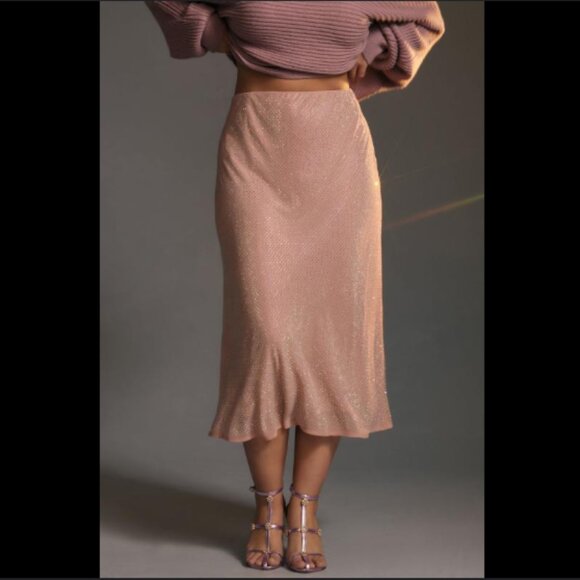 Brand New by Anthropologie Iridescent Rhinestone Midi Skirt - Picture 3 of 14